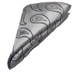 VOICI Grey Paisley Printed Pocket Square-image-58