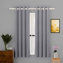 Kuber Industries Grey 3 Pieces Cotton Window Curtains-11