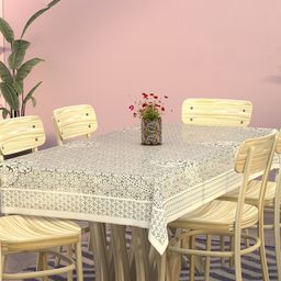 Kuber Industries Cream-Coloured Floral Printed Cotton 6-Seater Table Cover-75