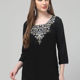 STYLE PREZONE Women Ethnic Motifs Embroidered Thread Work Kurti-image-31