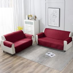 HOKIPO Solid Maroon Quilted Polyester 5 Seater Sofa Cover Mat-image-69