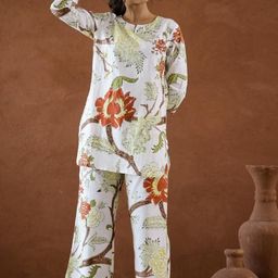 FLAVIA CREATION Printed Round Neck Top With Trousers Co-Ords-picture-3