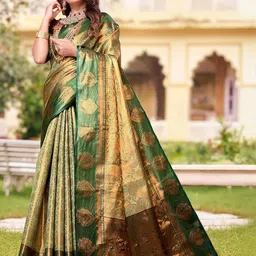AKSH FASHION Green Silk Blend Sarees-picture-32