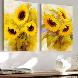 Art Street Yellow & Beige 2 Pieces Canvas Floral and Botanical Wall Art-image-59
