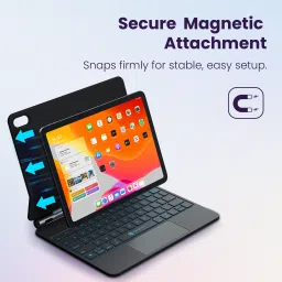Portronics Padmate Wireless Tablet Keyboard Case with Touchpad for iPad 10th Generation Bluetooth Handheld Laptop Keyboard Compatible with Desktop, Laptop, Mac image 2