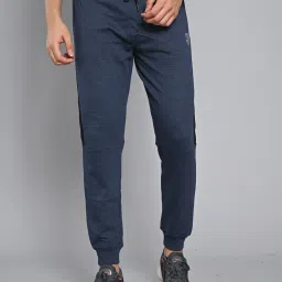 Men Self Design Dark Blue Track Pants-image-9