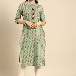 Rajnandini Women Green Paisley Printed Pure Cotton Kurta-46