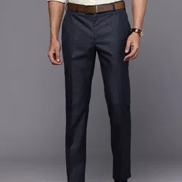 Raymond Men Checked Slim Fit Formal Trousers-image-21