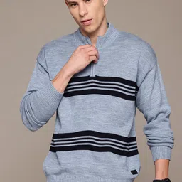 The Roadster Lifestyle Co. Men Striped Acrylic Pullover-image-60