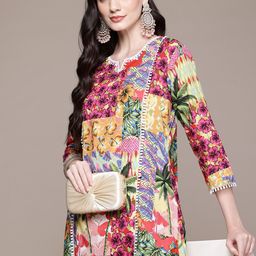 Readiprint Fashions Floral Printed Panelled Pure Cotton Kurta with Trousers-image-33