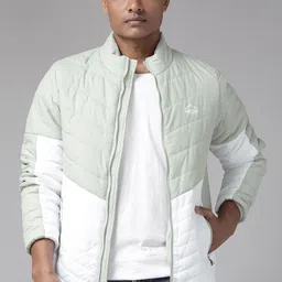 Roadster Men Green & White Colourblocked Padded Jacket-picture-30