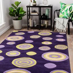 Story@home Purple & Yellow Geometric Handmade Woollen Carpet-42