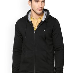 Allen Solly Men Black Solid Hooded Sweatshirt-picture-35