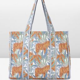 Anouk Printed Structured Tote Bag with Quilted-1