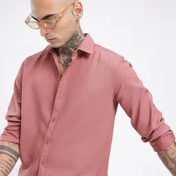 glitchez Cool Vibe Self Checked Shirt-image-74