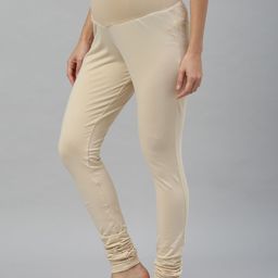 Nejo Women Beige Solid Maternity Churidar With Belly Band-picture-25