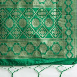 flaher Red & Gold-Toned Woven Design Unstitched Lehenga & Blouse with Dupatta image 4