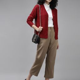 Cayman Women Red Cable Knit Cardigan image 2