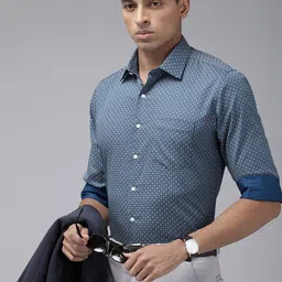 Van Heusen Pure Cotton Slim Fit Printed Formal Shirt-image-3