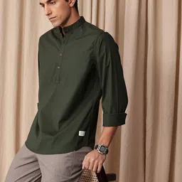 Mr Bowerbird Men Comfort Mandarin Collar Relaxed Fit Casual Shirt-image-55