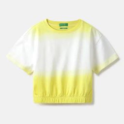 United Colors of Benetton Girls White & Yellow Cotton Top-picture-33