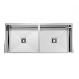 Hekken Double Bowl Kitchen Sink Quba Series 45x20x9 inch Brush Finish Stainless Steel, hék-quba-4520C-image-28