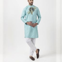 PulseIQ Men Green Kurtas-image-38