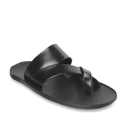 Metro Men's Black Cross Strap Sandals-image-20