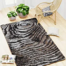 Bianca Grey & Brown Microfibre Non-Slip Rug-43