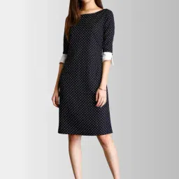FableStreet Black & White Printed Shift Dress-20