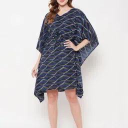 Clovia Navy Printed Kaftan Nighty-image-36