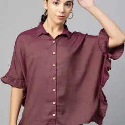 Cottinfab Purple & Green Regular Fit Rayon Shirt-picture-37