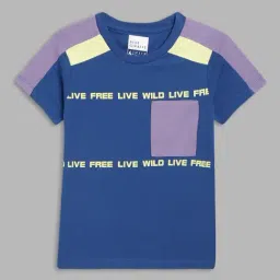 Blue Giraffe Kids Navy & Purple Cotton Printed T-Shirt-picture-30