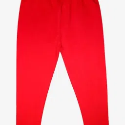 Kiddopanti Kids Red Solid Leggings-26