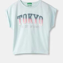 United Colors of Benetton Girls Blue Cotton Printed Tshirt-image-87