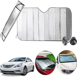 Auto Pearl F223 Dashboard Sun Shade Cover with Suction Cup for Sonata (Silver)-41