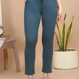 Sweet Dreams Blue Cotton Solid Pyjama-image-53