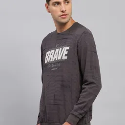 Monte Carlo Charcoal Grey Regular Fit Printed Sweatshirt image 3