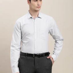 Turtle Grey Cotton Slim Fit Texture Shirt-picture-22