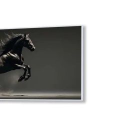 Nestroots Black Canvas Majestic Flight Stallion Wall Painting - White Floating Frame image 3