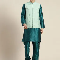 SOJANYA Regular Kurta With Churidar & With Nehru Jacket-11
