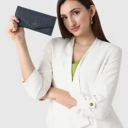 Caprese Ingrid Navy Faux Leather Textured Wallet-image-71