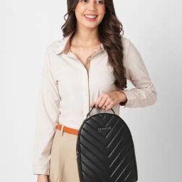 Caprese Riko Black Quilted Backpack-image-75
