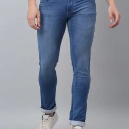 Cantabil Blue Regular Fit Lightly Washed Jeans-image-85