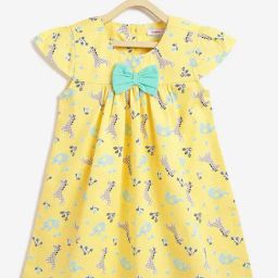 Campana Girls Yellow Cotton Graphic Dress-picture-38