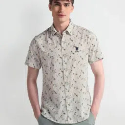 U.S. Polo Assn. Green Cotton Slim Fit Printed Shirt-picture-46
