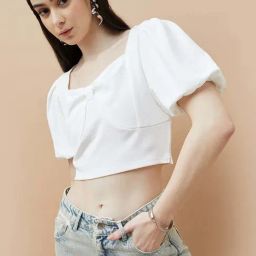 Ginger By Lifestyle White Regular Fit Crop Top-picture-33