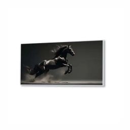 Nestroots Black Canvas Majestic Flight Stallion Wall Painting - White Floating Frame image 2