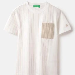 United Colors of Benetton Boys Off White Pure Cotton Striped T-Shirt-picture-29