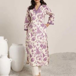 Libas Purple Cotton Printed Kurta-image-63